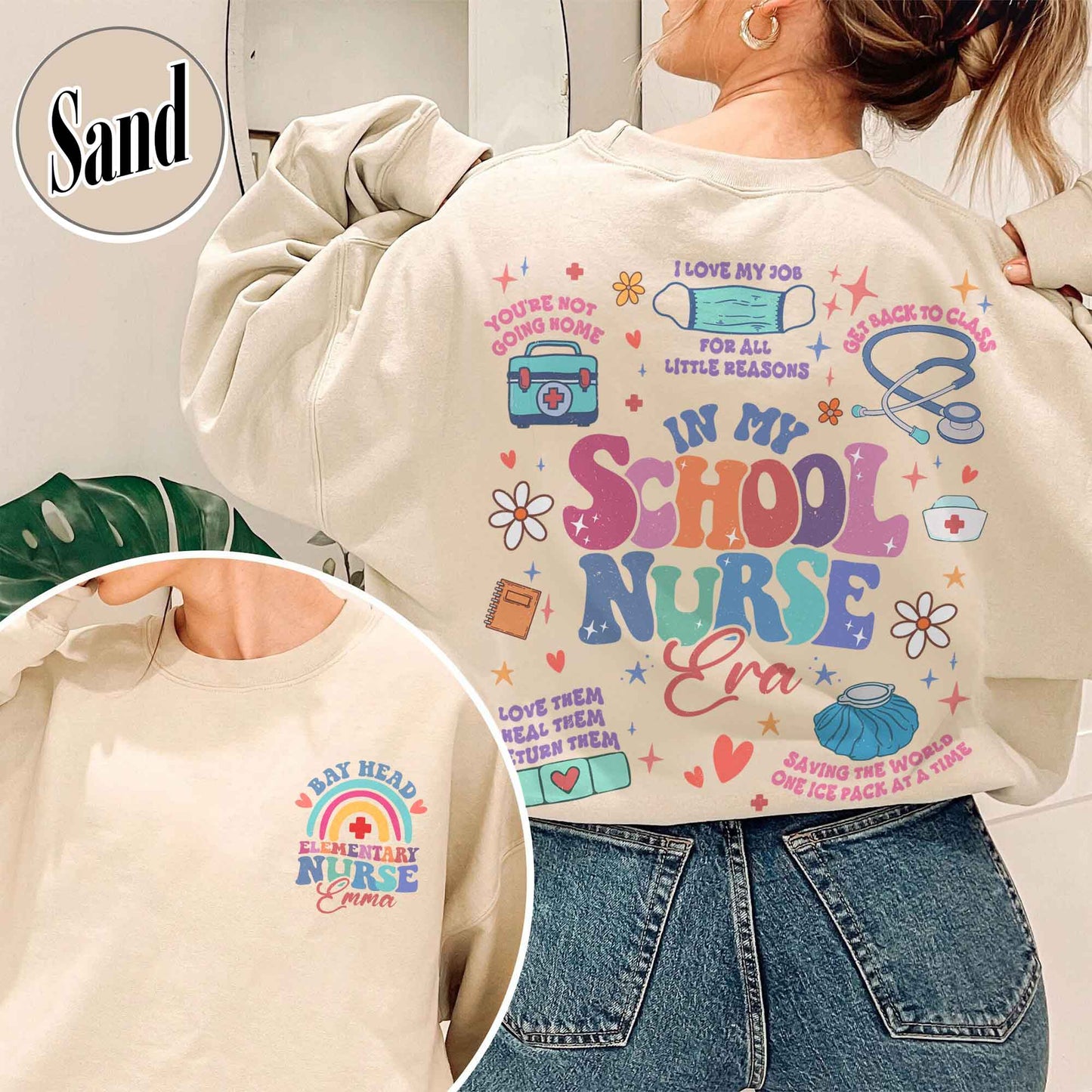 Personalized School Nurse Sweatshirts, Custom Nurse Sweatshirts, Nursing School Sweatshirt, Nursing School Gift, in My Nursing School Era Sweatshirts