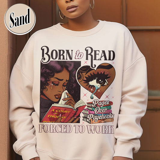 Born To Read Bookish Sweatshirt, Black Girl Reader Sweatshirt, Bookish Gift for Her, Dark Romance, Smut Sweatshirt Gift Booktok, Sjm Book Sweatshirt