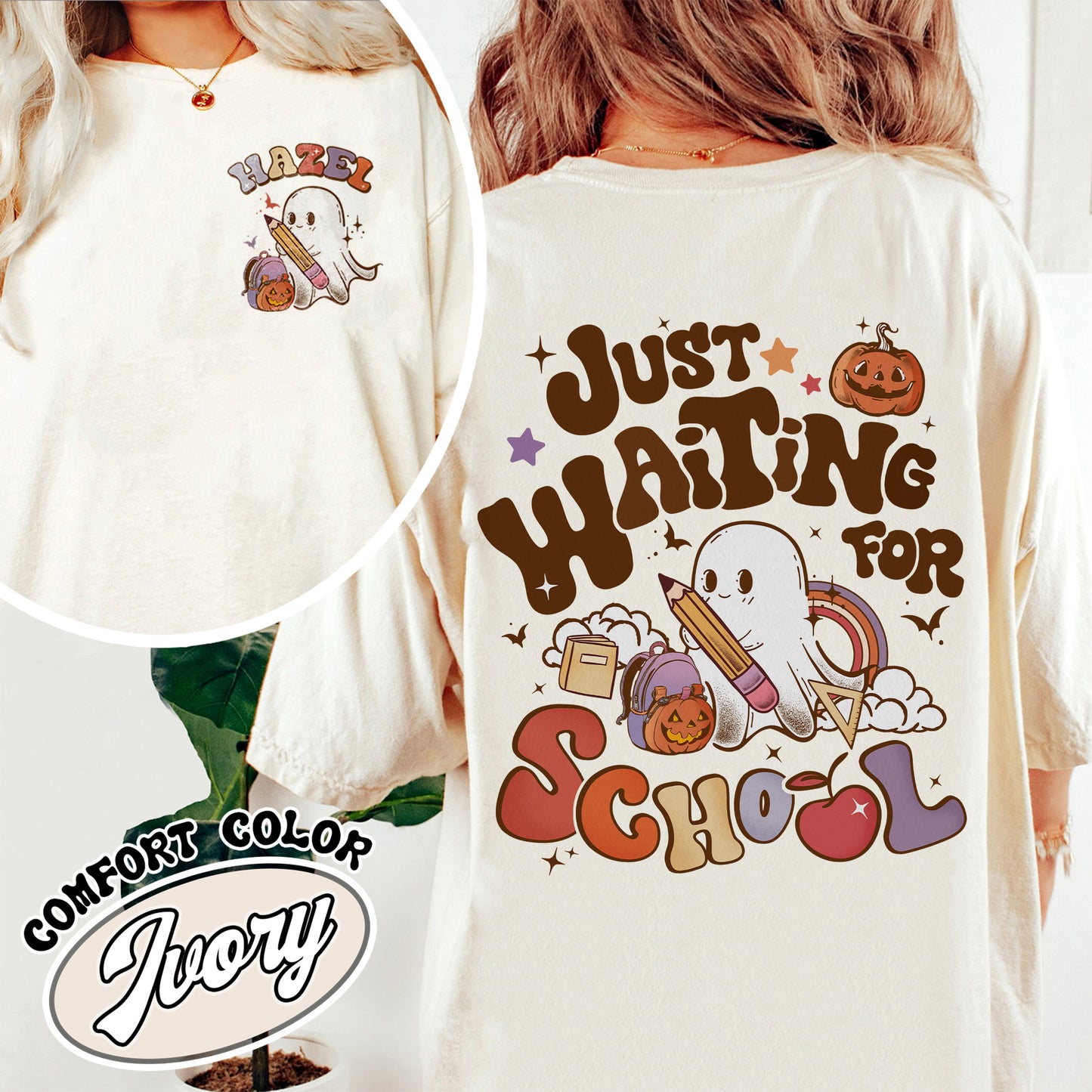 Halloween Comfort Color Shirt, Waiting for Back to School Shirt, Custom Halloween Teacher Shirt