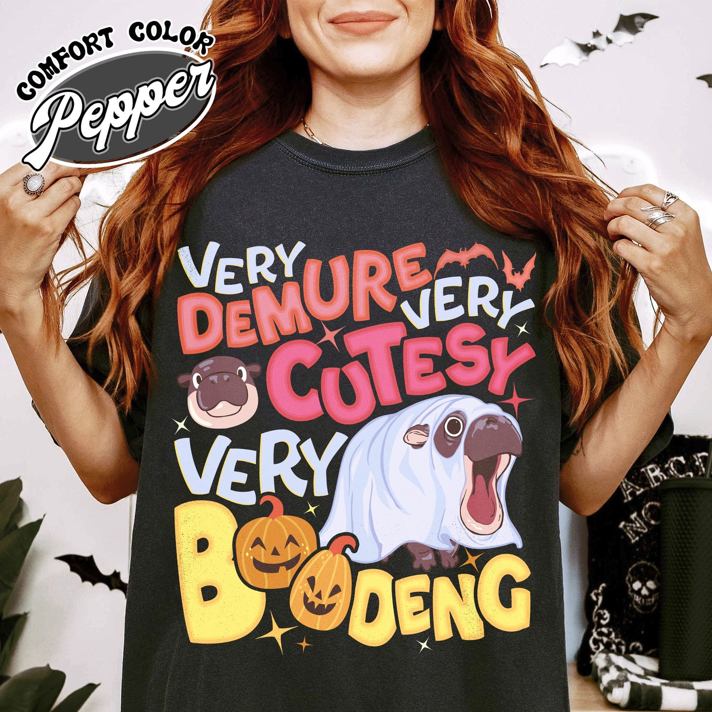 Very Demure Very Cutesy Very Boo Deng Shirt, Baby Hippo Moo Deng Shirt, Boo Deng Shirt, Moo Deng Shirt, Moo Deng Halloween Shirt, Hippo Lover