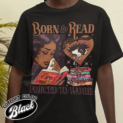 Born To Read Bookish Comfort Colors Shirt, Black Girl Reader Shirt, Bookish Gift for Her, Dark Romance, Smut Shirt Gift Booktok, Sjm Book Shirt