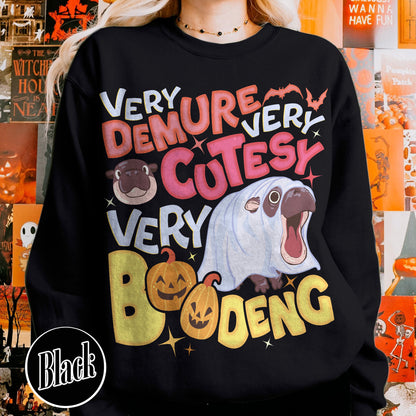 Very Demure Very Cutesy Very Boo Deng Sweatshirt, Baby Hippo Moo Deng Sweatshirt, Boo Deng Sweatshirt, Moo Deng Sweatshirt, Moo Deng Halloween Sweatshirt, Hippo Lover