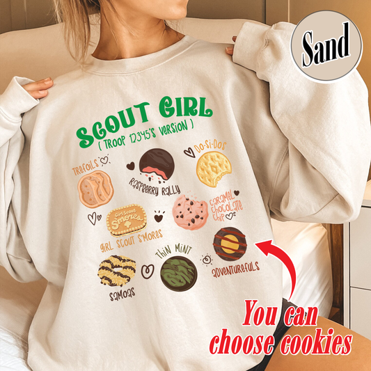 Scout Girl Sweatshirt, Scout Troop Sweatshirt, Custom Scout Troop Sweatshirt, Personalized Scout Sweatshirt, Girl Scout Cookie Sweatshirt, Cookie Mom Girl Scout